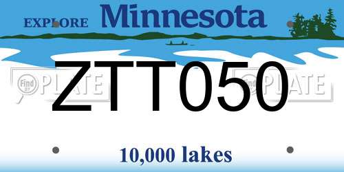 ZTT050 Minnesota License Plate