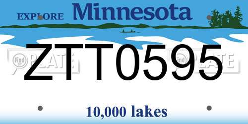 ZTT0595 Minnesota License Plate