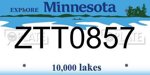ZTT0857 Minnesota License Plate
