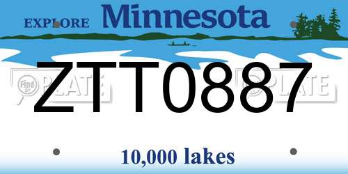 ZTT0887 Minnesota License Plate