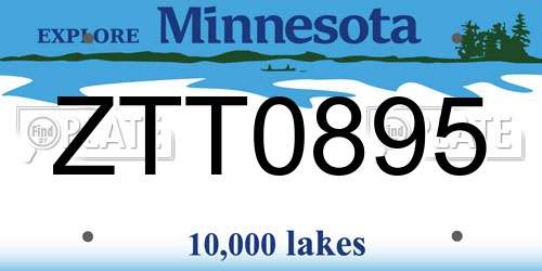 ZTT0895 Minnesota License Plate