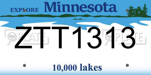 ZTT1313 Minnesota License Plate