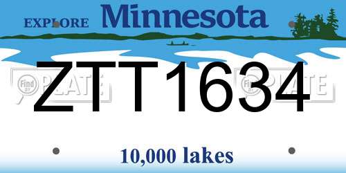 ZTT1634 Minnesota License Plate