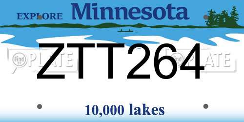 ZTT264 Minnesota License Plate