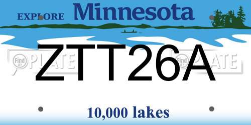 ZTT26A Minnesota License Plate