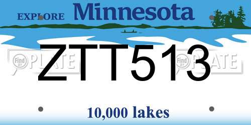 ZTT513 Minnesota License Plate
