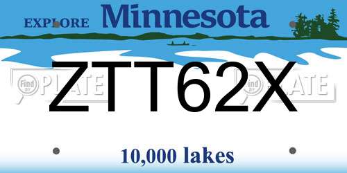 ZTT62X Minnesota License Plate