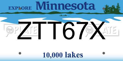 ZTT67X Minnesota License Plate