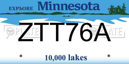 ZTT76A Minnesota License Plate