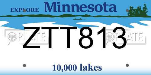 ZTT813 Minnesota License Plate