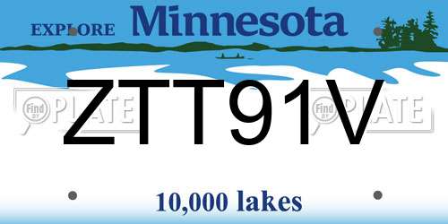ZTT91V Minnesota License Plate