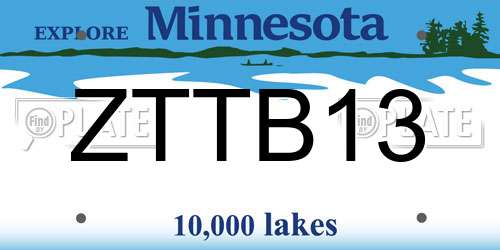 ZTTB13 Minnesota License Plate