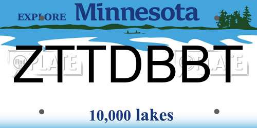 ZTTDBBT Minnesota License Plate