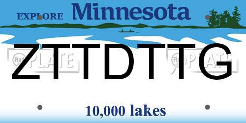 ZTTDTTG Minnesota License Plate