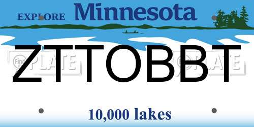 ZTTOBBT Minnesota License Plate
