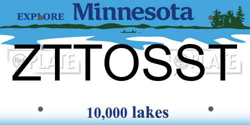 ZTTOSST Minnesota License Plate