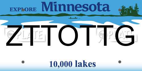 ZTTOTTG Minnesota License Plate