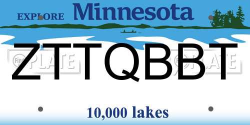 ZTTQBBT Minnesota License Plate