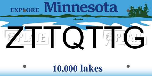 ZTTQTTG Minnesota License Plate