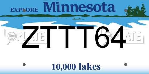 ZTTT64 Minnesota License Plate