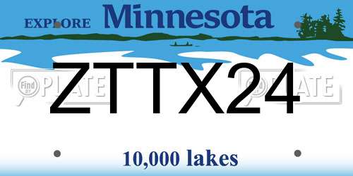 ZTTX24 Minnesota License Plate