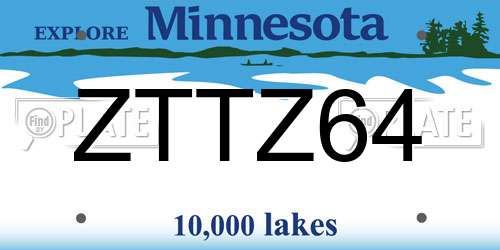 ZTTZ64 Minnesota License Plate