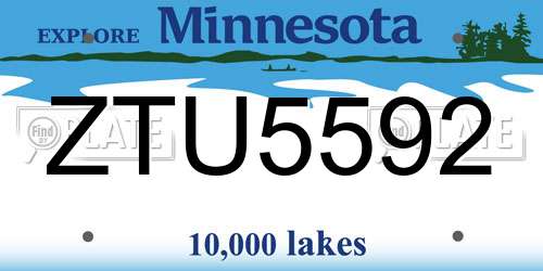 ZTU5592 Minnesota License Plate