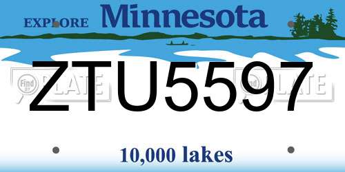 ZTU5597 Minnesota License Plate