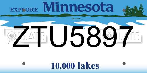 ZTU5897 Minnesota License Plate
