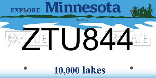 ZTU844 Minnesota License Plate
