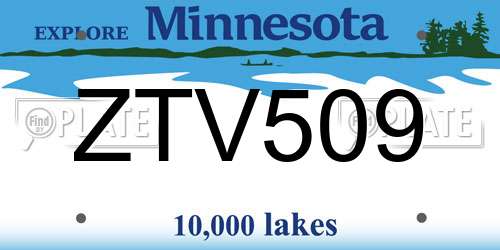 ZTV509 Minnesota License Plate
