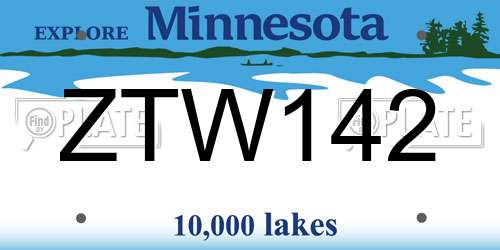ZTW142 Minnesota License Plate