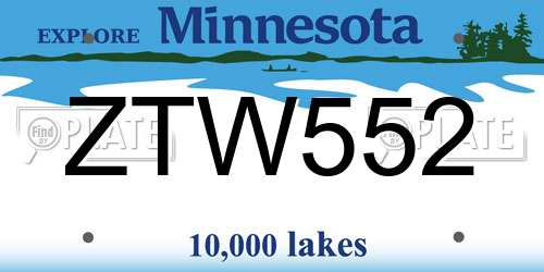 ZTW552 Minnesota License Plate