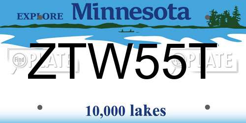 ZTW55T Minnesota License Plate