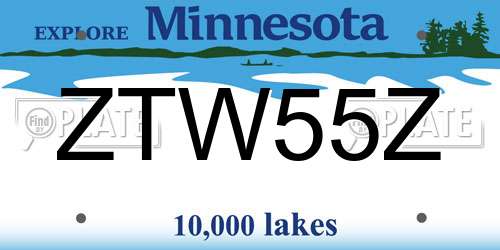 ZTW55Z Minnesota License Plate
