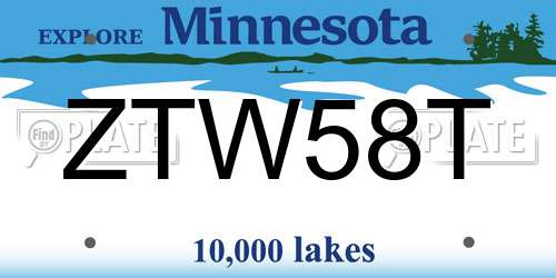 ZTW58T Minnesota License Plate