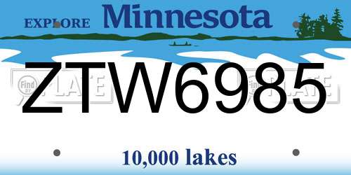 ZTW6985 Minnesota License Plate