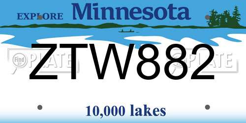 ZTW882 Minnesota License Plate