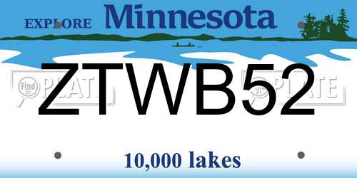 ZTWB52 Minnesota License Plate