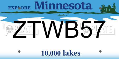 ZTWB57 Minnesota License Plate