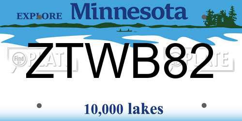 ZTWB82 Minnesota License Plate