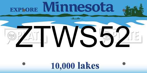 ZTWS52 Minnesota License Plate