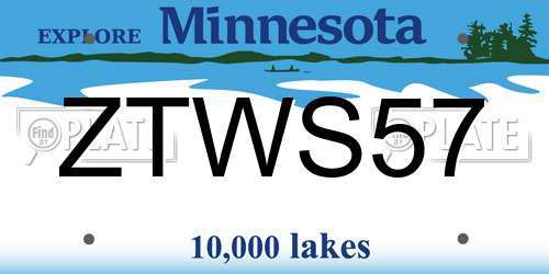 ZTWS57 Minnesota License Plate