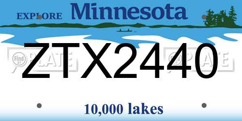 ZTX2440 Minnesota License Plate