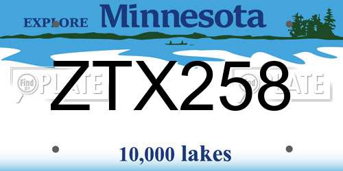 ZTX258 Minnesota License Plate