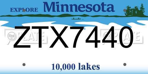 ZTX7440 Minnesota License Plate