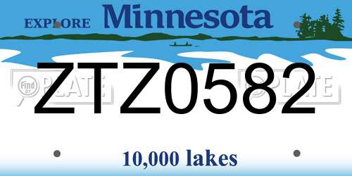 ZTZ0582 Minnesota License Plate