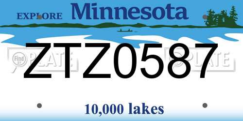 ZTZ0587 Minnesota License Plate