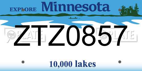 ZTZ0857 Minnesota License Plate