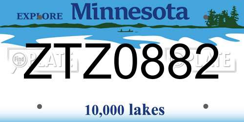 ZTZ0882 Minnesota License Plate